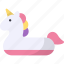 unicorn, swimming pool, float, rubber ring, holiday, pony, life preserver 