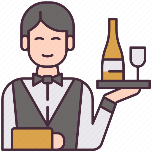 Waiter, wine, catering, bar, service, profession, tray icon - Download on Iconfinder