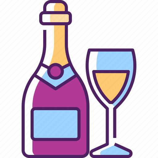 Bottle, drink, glass, beverage, alcohol, champagne, party icon - Download on Iconfinder