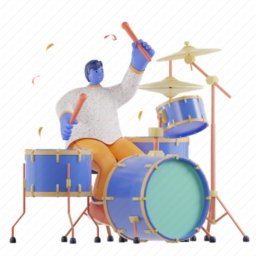 Party people, band, playing drum, celebration, party, new year, birthday 3D illustration - Download on Iconfinder