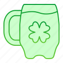 clover, glass, irish, drink, ireland, patrick, leaf, holiday, mug