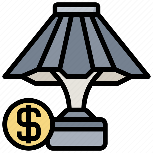 Bedside, desk, furniture, household, lamp, lightbulb, table icon - Download on Iconfinder