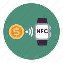 connection, dollar, money, nfc, payment, smartwatch, wireless