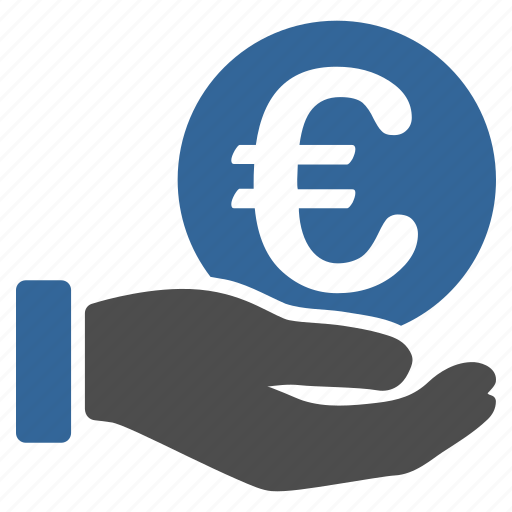 Bank service, euro coin, european business, finance, hand, money transfer, payment icon - Download on Iconfinder