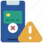 mobile, payment, error, finances, warning 