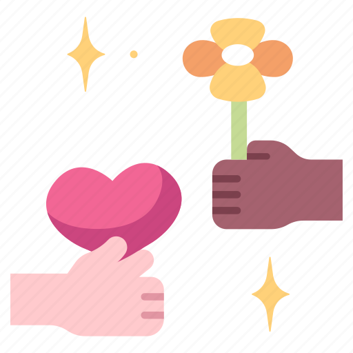 Flower, hand, love, floral, give, present, heart icon - Download on Iconfinder