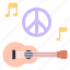 guitar, peace, music, love, hippie, musical, vintage 