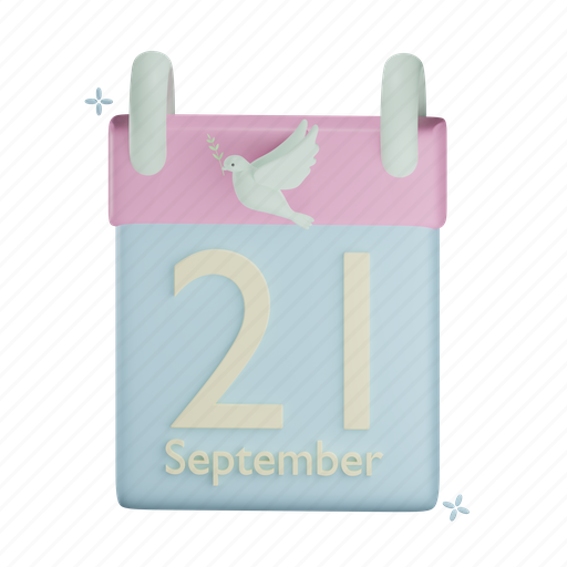 Peace, calendar, 21 september, bird, pigeon, schedule icon, schedule 3D illustration - Download on Iconfinder