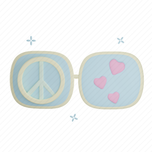 Peace, glasses, heart, love 3D illustration - Download on Iconfinder