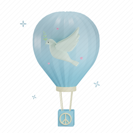 Peace, hot, air, balloon, bird 3D illustration - Download on Iconfinder