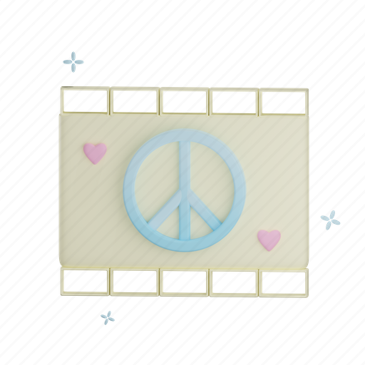 Peace, movie, film, video, cinema, love 3D illustration - Download on Iconfinder