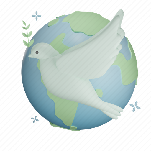 Peace, world, globe, earth, global, bird, pigeon 3D illustration - Download on Iconfinder