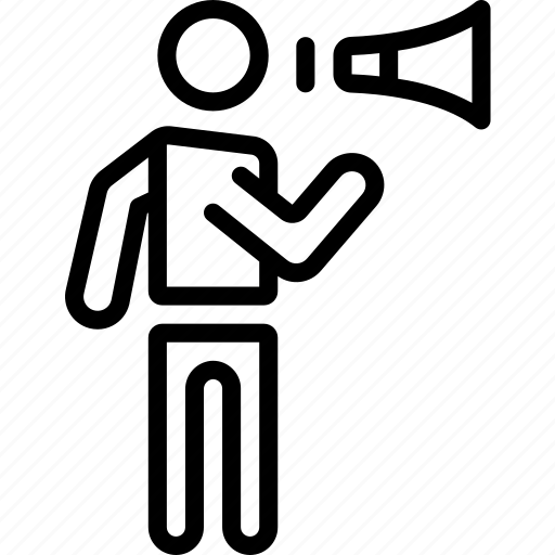 Man, megaphone, shouting, standing, stick figure icon - Download on Iconfinder