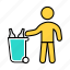 garbage, cleaning, worker, man, basket 