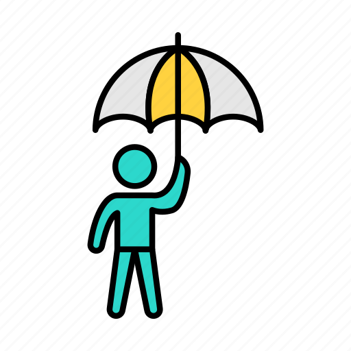 Umbrella, rain, man, protection, safety icon - Download on Iconfinder