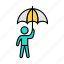 umbrella, rain, man, protection, safety 