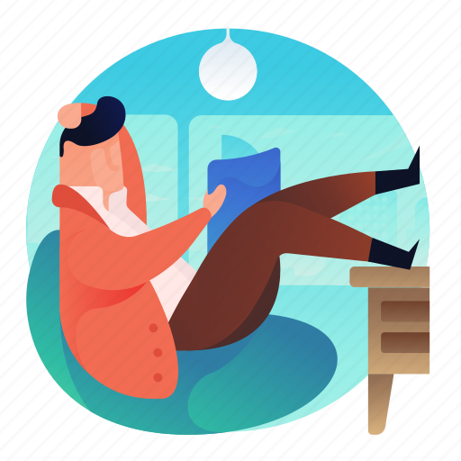 Home, house, leisure, man, read, reading icon - Download on Iconfinder