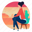 home, house, interior, sitting, woman