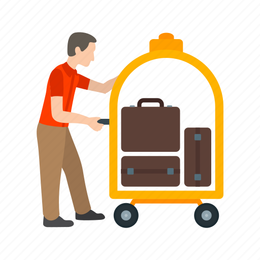 Bellhop, cart, doorman, hospitality, hotel, luggage, service icon - Download on Iconfinder
