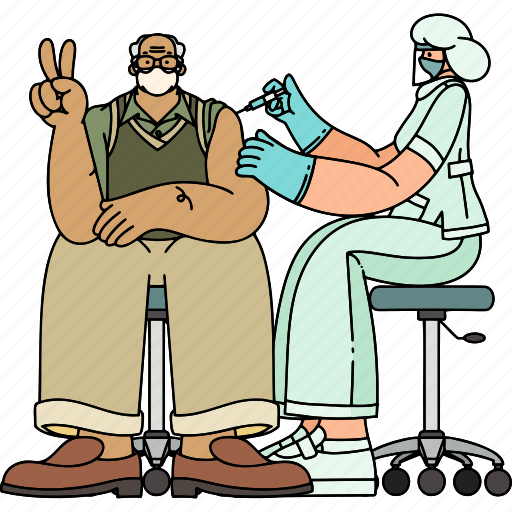 Grandfather, vaccine, vaccinated, people, person, charecter illustration - Download on Iconfinder