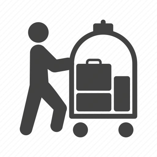 Bellhop, cart, doorman, hospitality, hotel, luggage, service icon - Download on Iconfinder