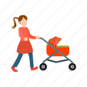 baby, carriage, family, happy, mother, pram, stroller