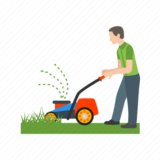 Cutting, grass, lawn, lawnmower, mowing, people, work icon - Download on Iconfinder