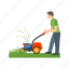 cutting, grass, lawn, lawnmower, mowing, people, work 