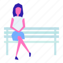 bench, female, girl, nature, park, people, woman