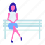 bench, female, girl, nature, park, people, woman 