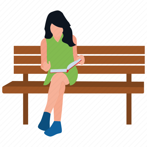 Park amusement, park bench, park fun, park sitting, playground, reading girl illustration - Download on Iconfinder