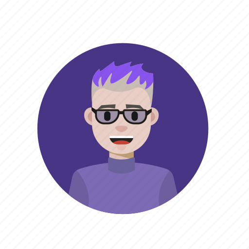 Chemist, crazy, nerdy, violet hair icon - Download on Iconfinder