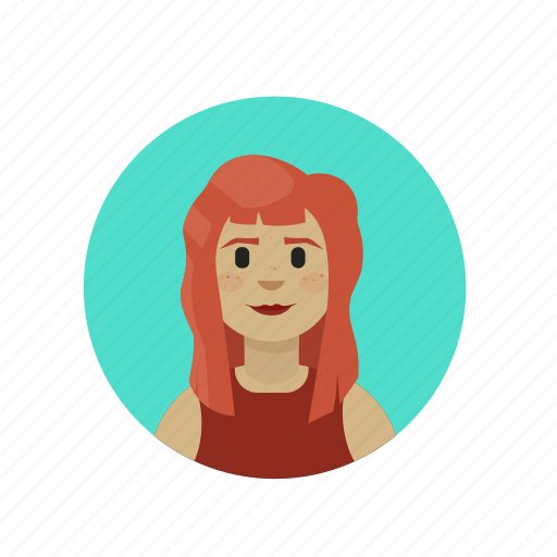 Freckled, ginger, red-haired, wavy hair icon - Download on Iconfinder