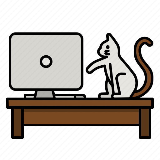 Computer, cat, table, work, station icon - Download on Iconfinder