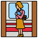 subway, train, working, women, business