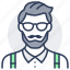 person, avatar, hipster, man, glasses, adult 