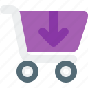 cart, arrow, down, ecommerce, shopping