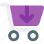 cart, arrow, down, ecommerce, shopping 