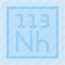 nihonium, periodic, table, education, chemistry, science, shapes, and, symbols