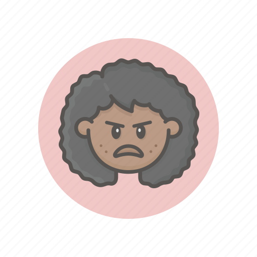 Face, avatar, female, girl, afro, young, angry icon - Download on Iconfinder