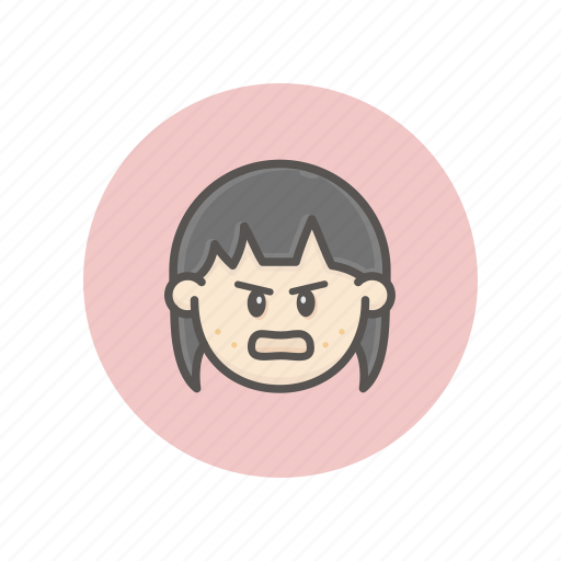 Face, avatar, female, girl, asian, young, angry icon - Download on Iconfinder