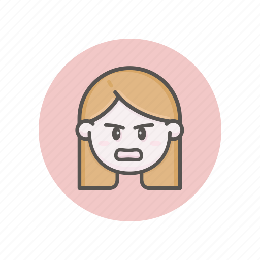 Face, avatar, female, girl, caucasian, young, angry icon - Download on Iconfinder