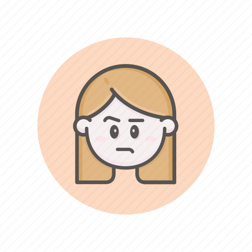 Face, avatar, female, girl, caucasian, young, annoyed icon - Download on Iconfinder