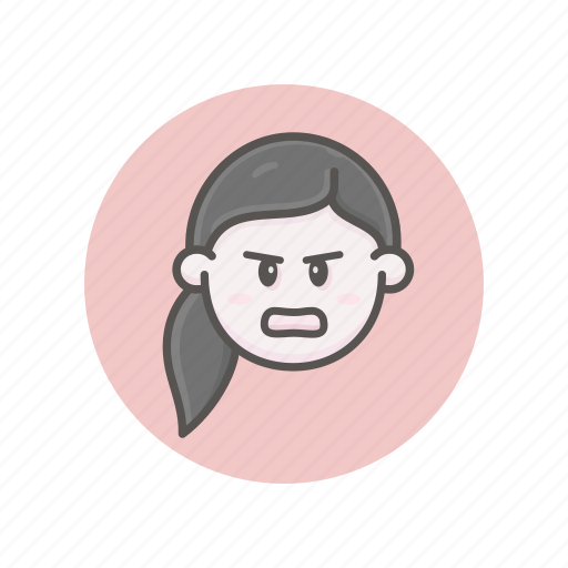 Face, avatar, girl, female, caucasian, young, angry icon - Download on Iconfinder