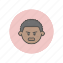 face, avatar, male, boy, afro, young, angry