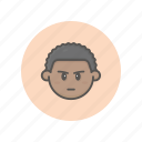 face, avatar, male, boy, afro, young, annoyed