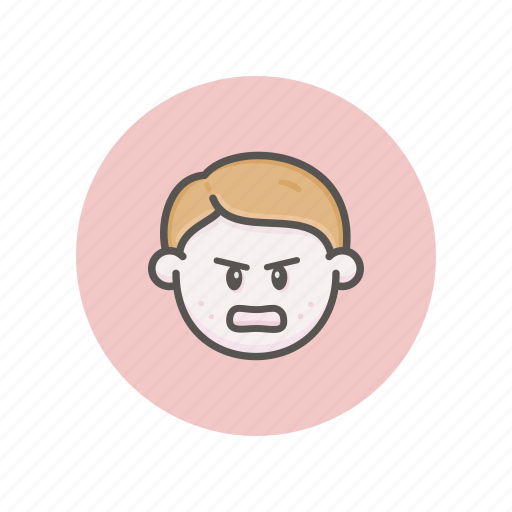 Face, avatar, male, kid, caucasian, young, angry icon - Download on Iconfinder