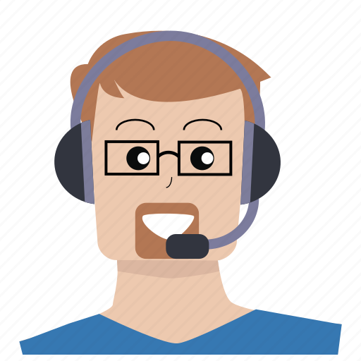 Customer service, glasses, headphones, man, people, support, user icon - Download on Iconfinder