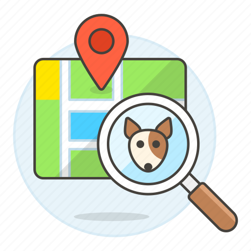 Animal, app, devices, dog, finding, location, magnifier icon - Download on Iconfinder