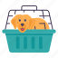 puppy carrier, basket, doggy, jet box, safety, container, carriage 